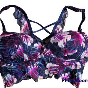 2 for $20VS PINK Multicolored Floral and Lace Bralette with Criss Cross Back (S)